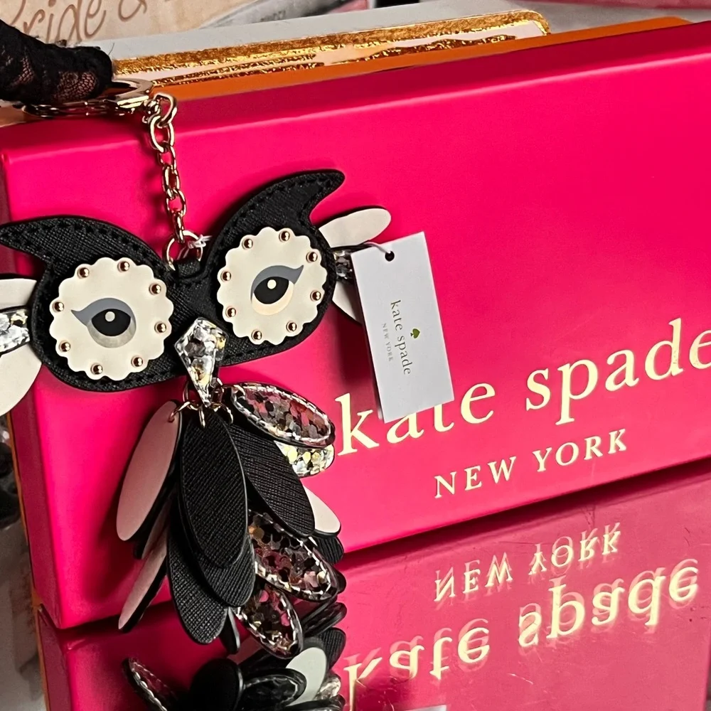 Kate Spade New York NWT Leather Owl Key Fob Key Chain